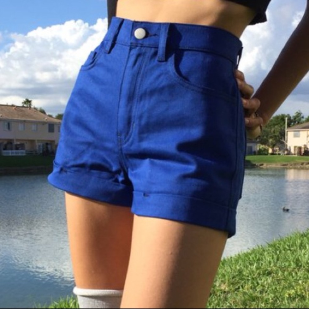 American Apparel high waisted blue denim shorts